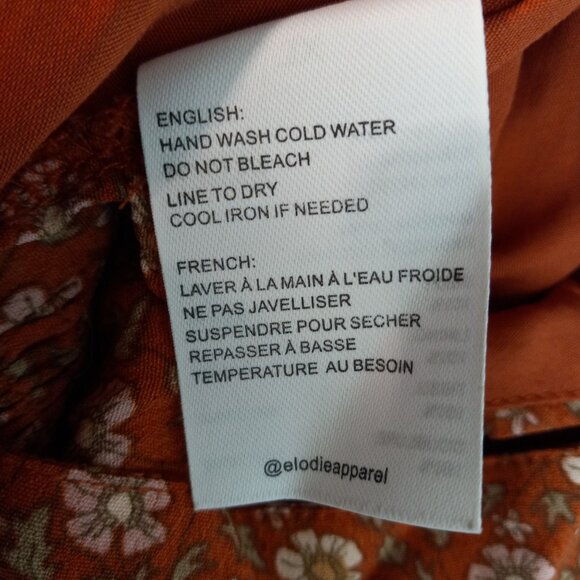 Elodie Size XL Blouse Womens Floral Long Sleeve Boho Rayon Crop Top Smocked - Picture 10 of 10